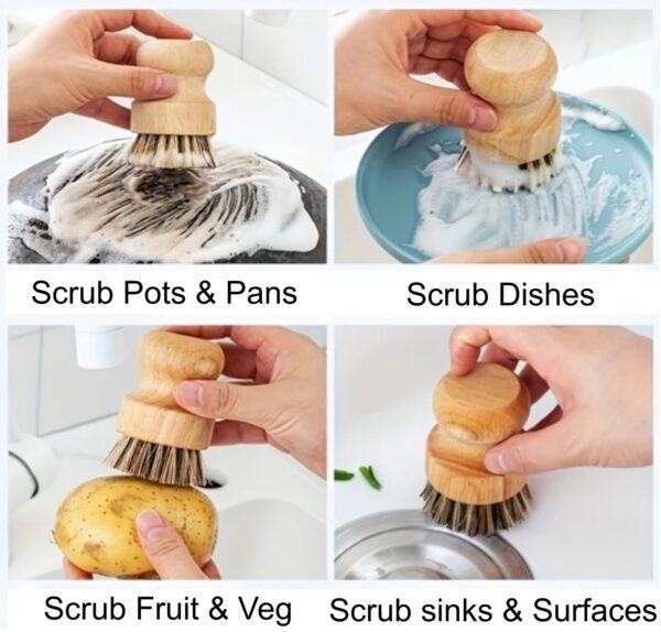 Coconut Bristle Pot Brush - Image 2